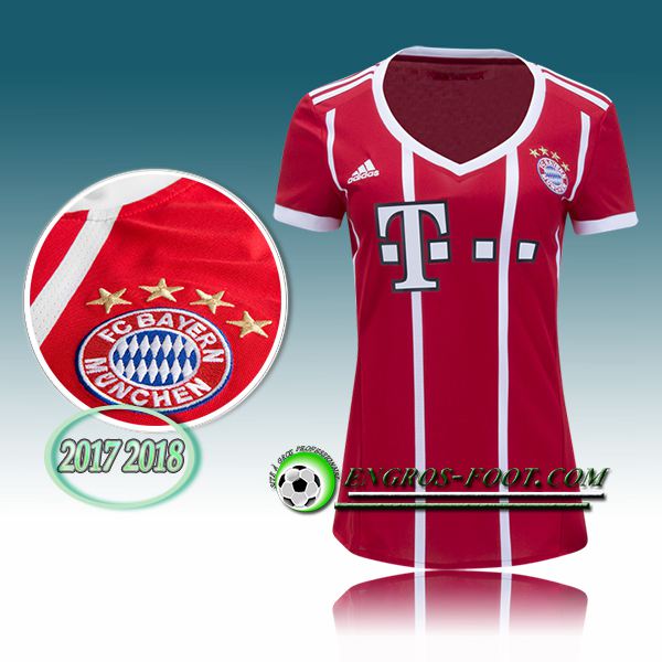 Engros-foot: Jeu Maillot de Foot Bayern Munich Femme Domicile 2017 2018 Rouge Thailande