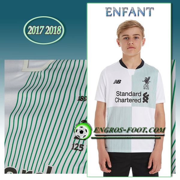 Engros-foot: Ensemble Maillot Foot Liverpool Enfant Exterieur 2017 2018 Blanc Thailande