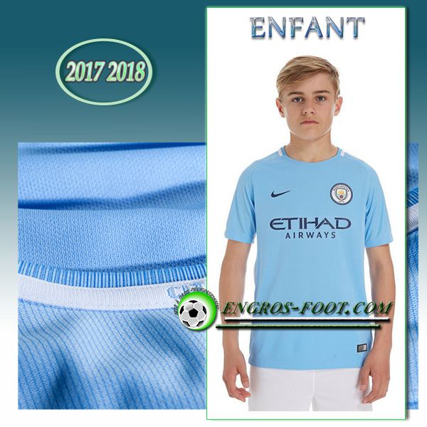 Engros-foot: Ensemble Maillot Foot Manchester City Enfant Domicile 2017 2018 Bleu Thailande