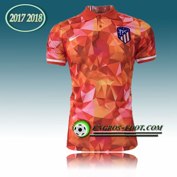 Engros-foot: Maillot Polo Atletico Madrid Diamant Orange 2017-2018 Thailande