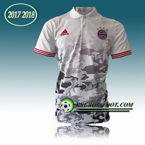 Engros-foot: Maillot Polo Bayern Munich Camouflage Blanc 2017-2018 Thailande