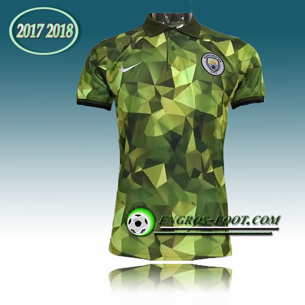 Engros-foot: Maillot Polo Manchester City Diamant Vert 2017-2018 Thailande