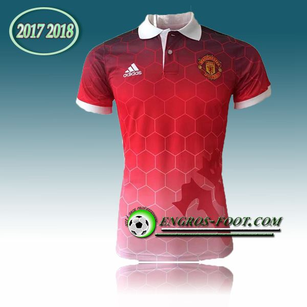 Engros-foot: Maillot Polo Manchester United Rouge 2017-2018 Thailande