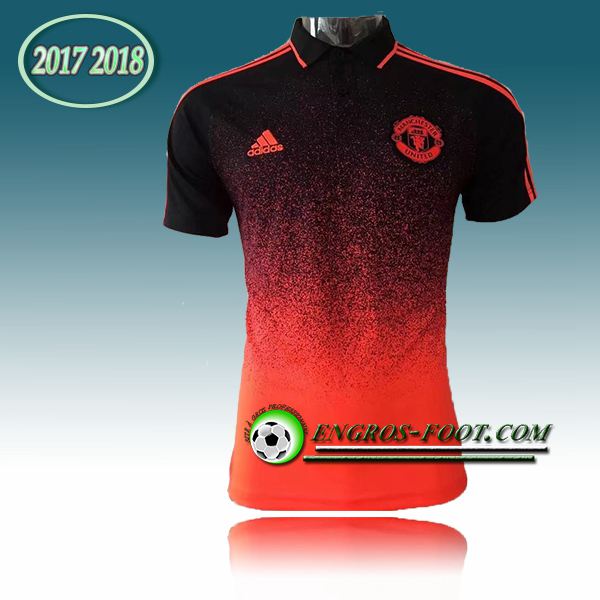 Engros-foot: Maillot Polo Manchester United Rouge/Noir 2017-2018 Thailande