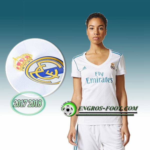 Engros-foot: Jeu Maillot de Foot FC Real Madrid Femme Exterieur 2017 2018 Noir/Bleu Thailande