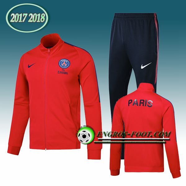 Engros-foot: Survetement de PSG Rouge 2017-2018 | Veste de club de foot Thailande