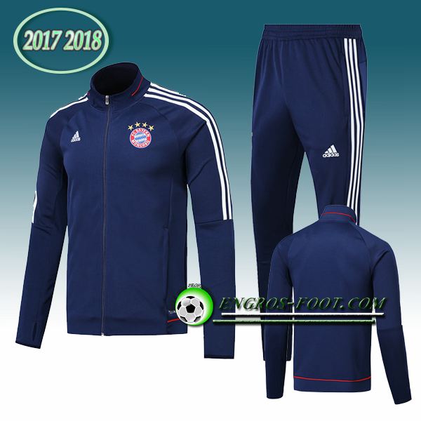 Engros-foot: Survetement de Bayern Munich Bleu Marine 2017-2018 | Veste entrainement foot Thailande