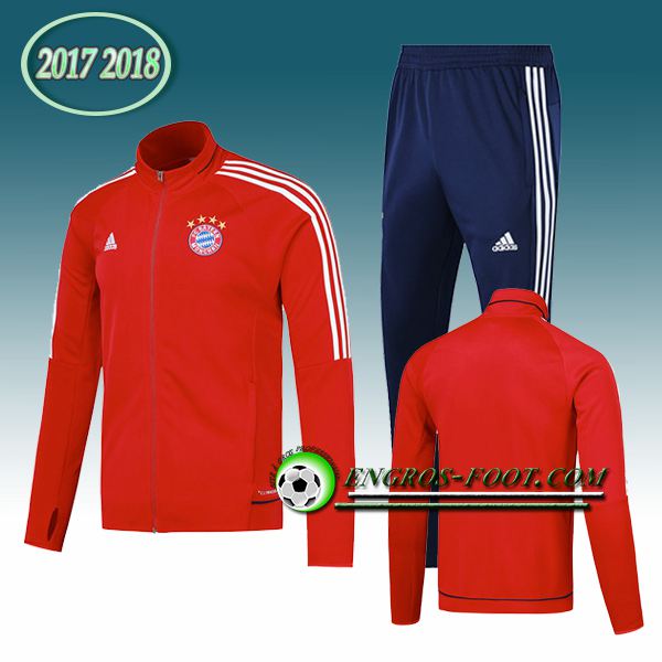 Engros-foot: Survetement de Bayern Munich Rouge 2017-2018 | Veste club de foot Thailande