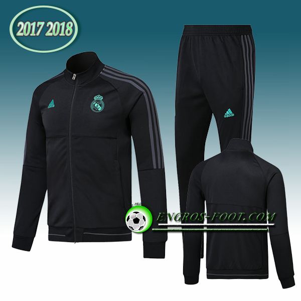 Engros-foot: Survetement de Real Madrid Noir 2017-2018 | Veste club foot Thailande