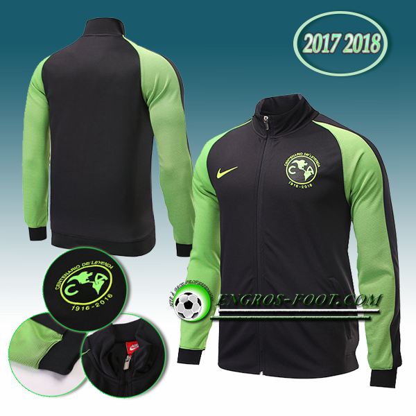 Engros-foot: Veste Foot Club América Noir/Vert 2017-2018 Thailande