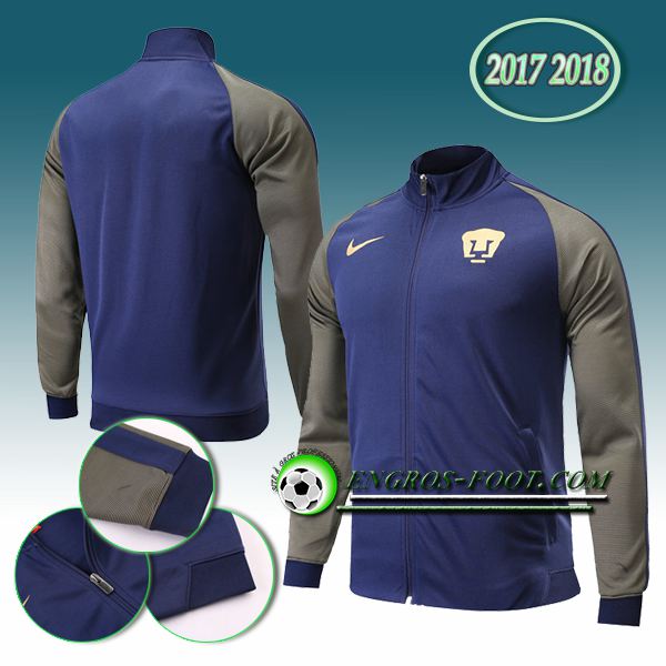 Engros-foot: Veste Foot Pumas UNAM Bleu/Gris 2017-2018 Thailande