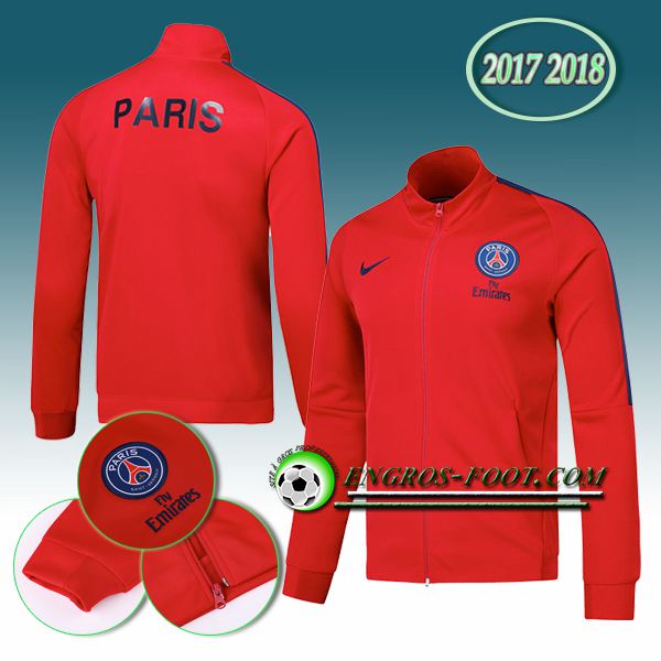 Engros-foot: Veste Foot PSG Rouge 2017-2018 Thailande