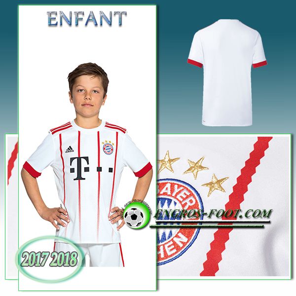 Engros-foot: Ensemble Maillot Foot Bayern Munich Enfant Third 2017 2018 Blanc Thailande