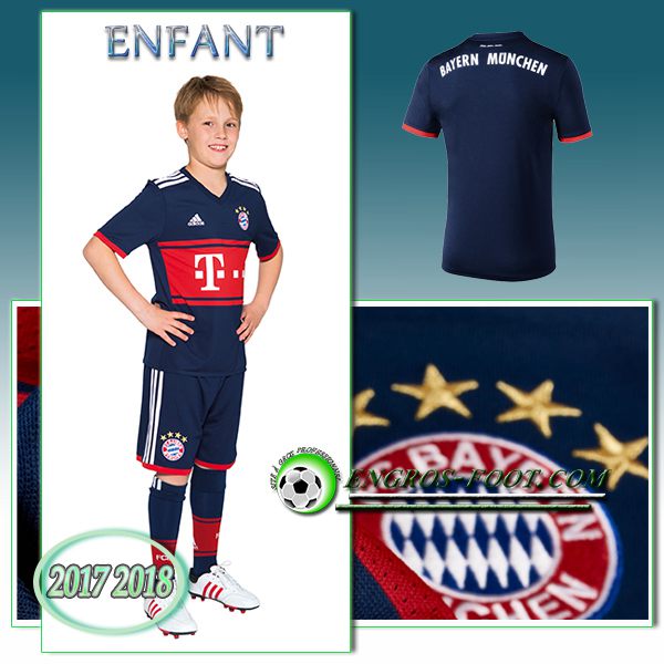 Engros-foot: Ensemble Maillot Foot Bayern Munich Enfant Exterieur 2017 2018 Bleu Marine Thailande