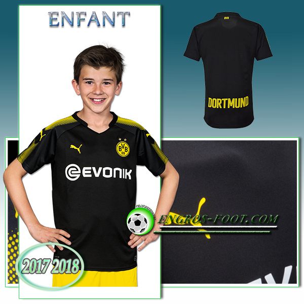 Engros-foot: Ensemble Maillot Foot Dortmund BVB Enfant Exterieur 2017 2018 Noir Thailande