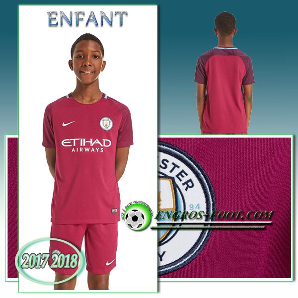 Engros-foot: Ensemble Maillot Foot Manchester City Enfant Exterieur 2017 2018 Violet Thailande