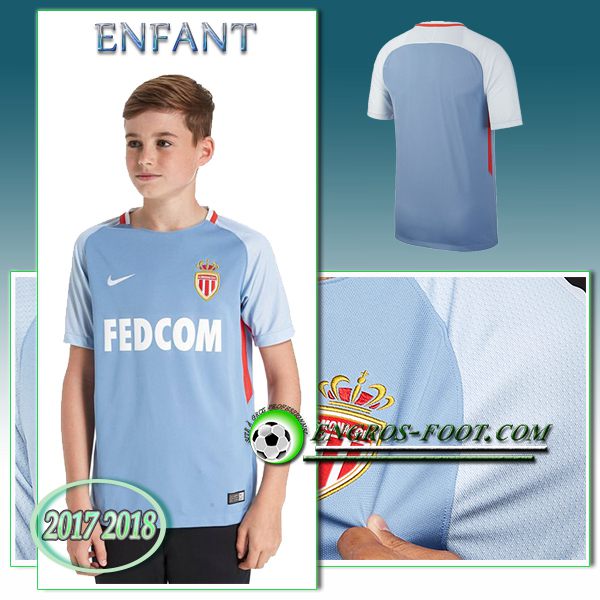 Engros-foot: Ensemble Maillot Foot AS Monaco Enfant Exterieur 2017 2018 Gris/Blanc Thailande