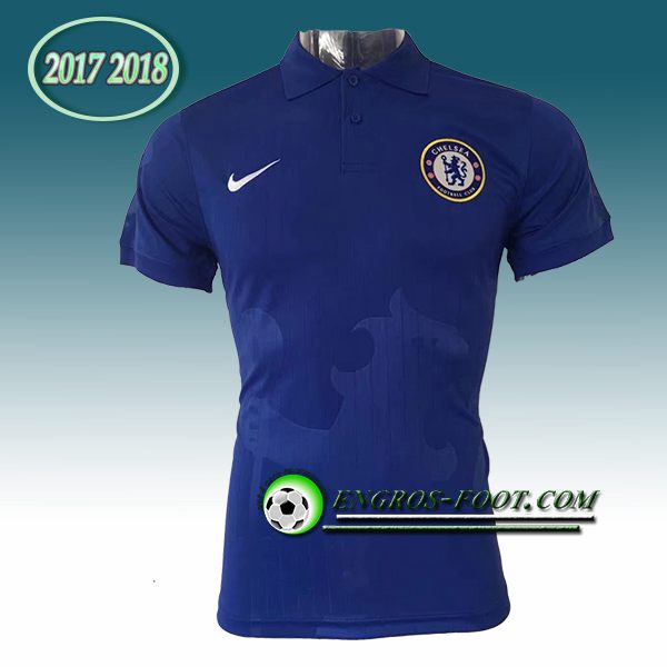 Engros-foot: Polo FC Chelsea Bleu logo 2017-2018 Thailande