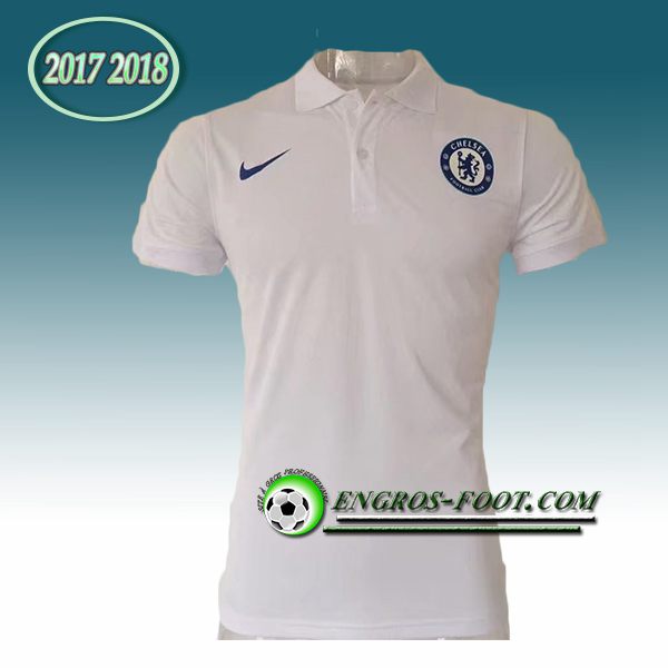 Engros-foot: Polo FC Chelsea Blanc 2017-2018 Thailande