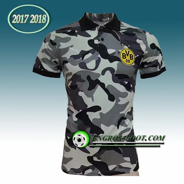 Engros-foot: Polo Dortmund BVB Gris/Noir Camouflage 2017-2018 Thailande