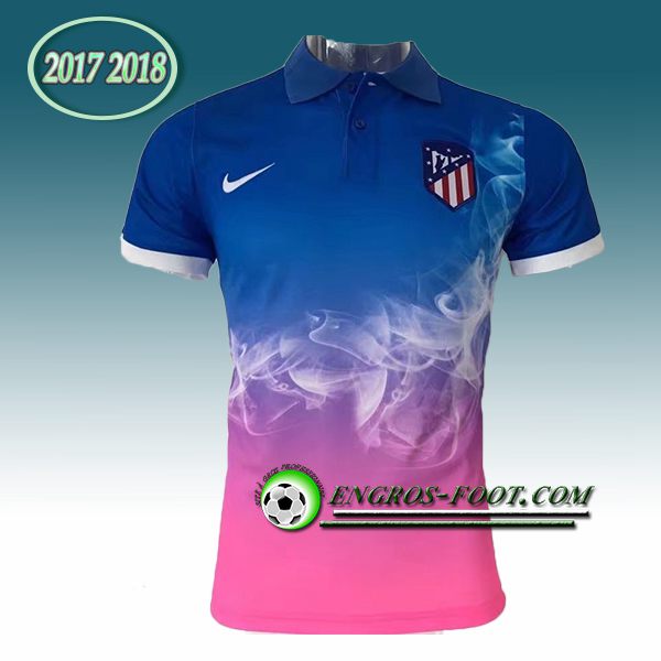 Engros-foot: Polo Atletico Madrid Bleu/Rose 2017-2018 Thailande