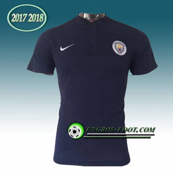 Engros-foot: Polo Manchester City Noir Lignes 2017-2018 Thailande