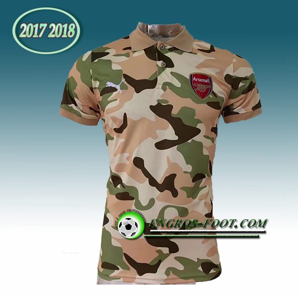 Engros-foot: Polo Arsenal Brown/Vert Camouflage 2017-2018 Thailande