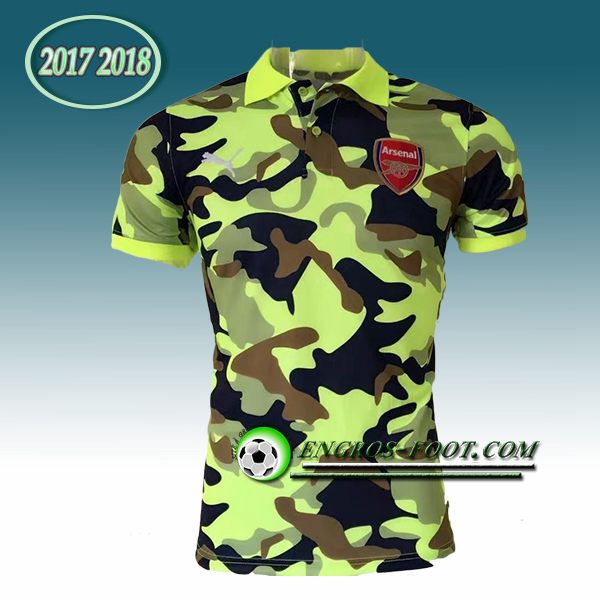 Engros-foot: Polo Arsenal Noir/Vert Camouflage 2017-2018 Thailande