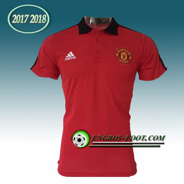 Engros-foot: Polo Manchester United Rouge/Noir 2017-2018 Thailande