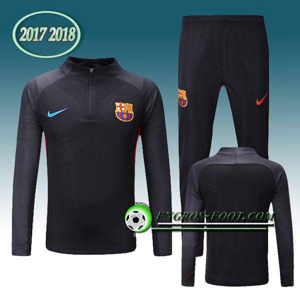 Engros-foot: Survetement Foot FC Barcelone Noir/Gris Ensemble 2017-2018 Thailande