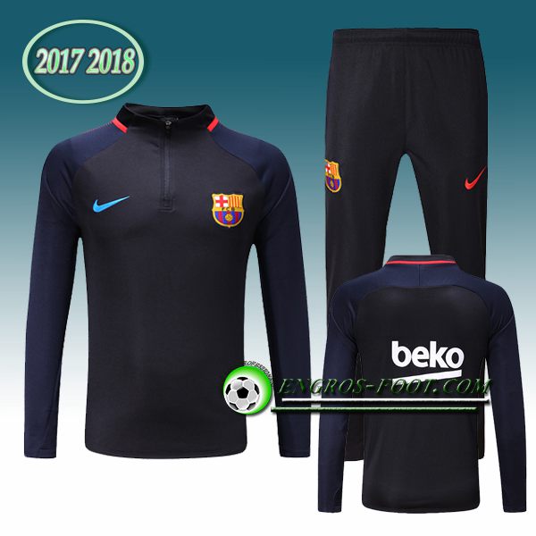 Engros-foot: Survetement Foot FC Barcelone Noir/Bleu Ensemble 2017-2018 Thailande