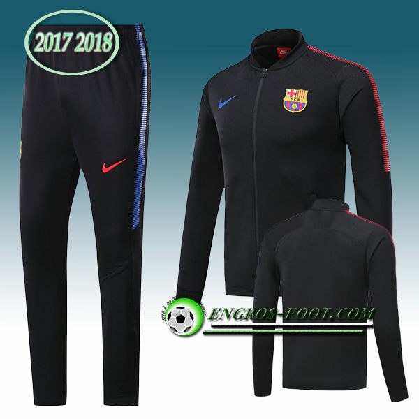 Engros-foot: Survetement Foot FC Barcelone Noir Ensemble 2017-2018 | Veste de club de foot Thailande