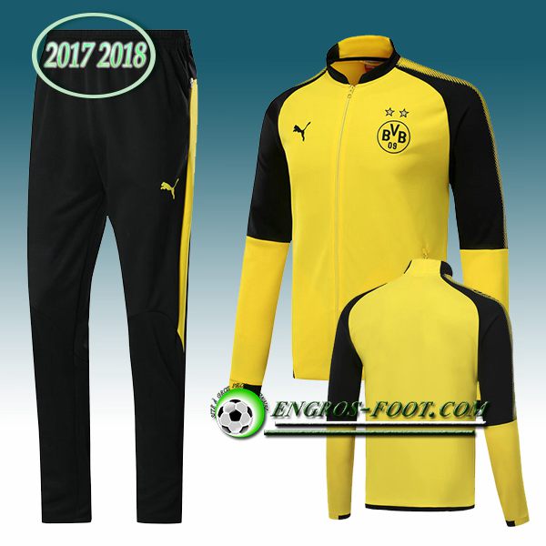 Engros-foot: Survetement Foot Dortmund BVB Jaune/Noir Ensemble 2017-2018 | Veste club de foot Thailande