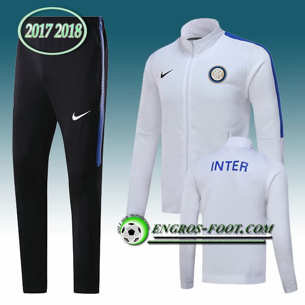 Engros-foot: Survetement Foot Inter Milan Blanc Ensemble 2017-2018 | Veste de club de foot Thailande