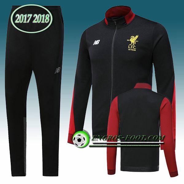 Engros-foot: Survetement Foot FC Liverpool Noir Ensemble 2017-2018 | Veste club de foot Thailande