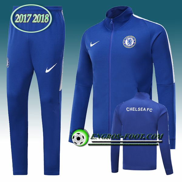 Engros-foot: Survetement Foot FC Chelsea Bleu Ensemble 2017-2018 | Veste de club de foot Thailande