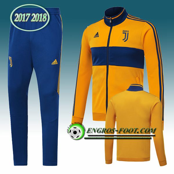 Engros-foot: Survetement Foot Juventus Jaune Ensemble 2017-2018 | Veste equipe de foot Thailande