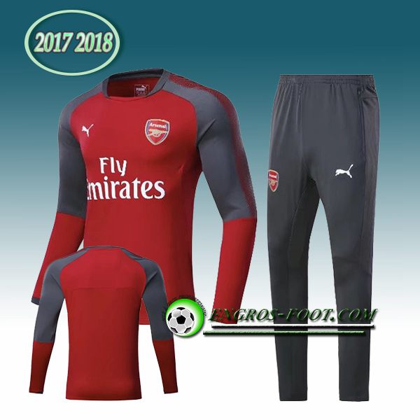 Engros-foot: Survetement Foot Arsenal Rouge/Gris Ensemble 2017-2018 Thailande