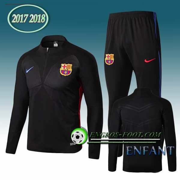 Engros-foot: Survetement Foot FC Barcelone Enfant Noir Steel Pressure 2017-2018 Thailande