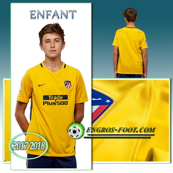 Engros-foot: Ensemble Maillot Foot Atletico Madrid Enfant Exterieur 2017 2018 Jaune Thailande