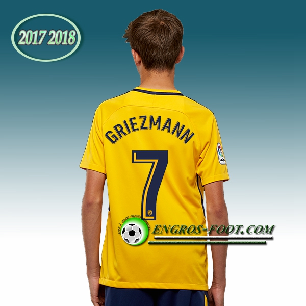 Engros-foot: Ensemble Maillot Foot Atletico Madrid Enfant GRIEZMANN 7 Exterieur 2017 2018 Jaune Thailande