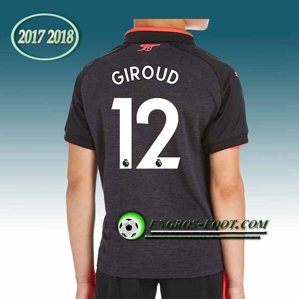 Engros-foot: Ensemble Maillot Foot Arsenal Enfant GIROUD 12 Third 2017 2018 Noir Thailande