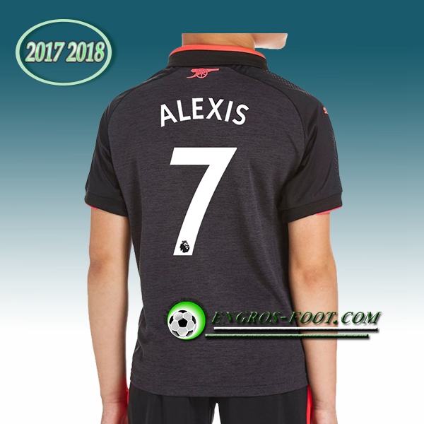 Engros-foot: Ensemble Maillot Foot Arsenal Enfant ALEXIS 7 Third 2017 2018 Noir Thailande