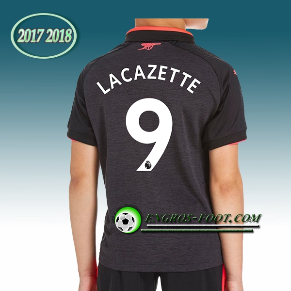 Engros-foot: Ensemble Maillot Foot Arsenal Enfant LACAZETTE 9 Third 2017 2018 Noir Thailande