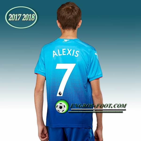 Engros-foot: Ensemble Maillot Foot Arsenal Enfant ALEXIS 7 Exterieur 2017 2018 Bleu Thailande