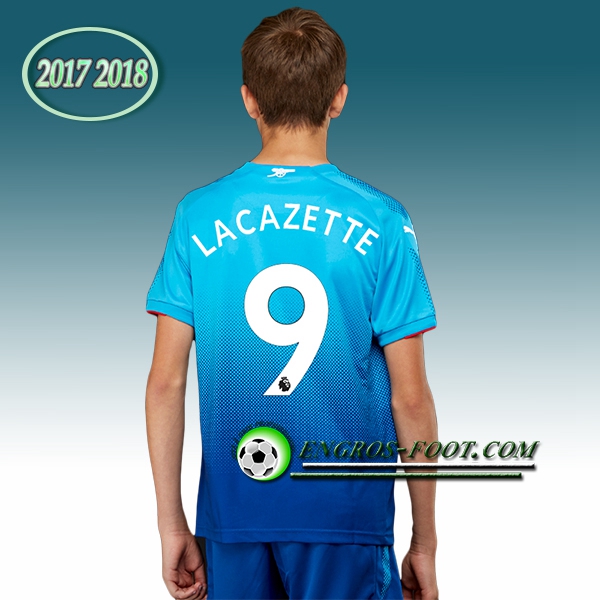 Engros-foot: Ensemble Maillot Foot Arsenal Enfant LACAZETTE 9 Exterieur 2017 2018 Bleu Thailande