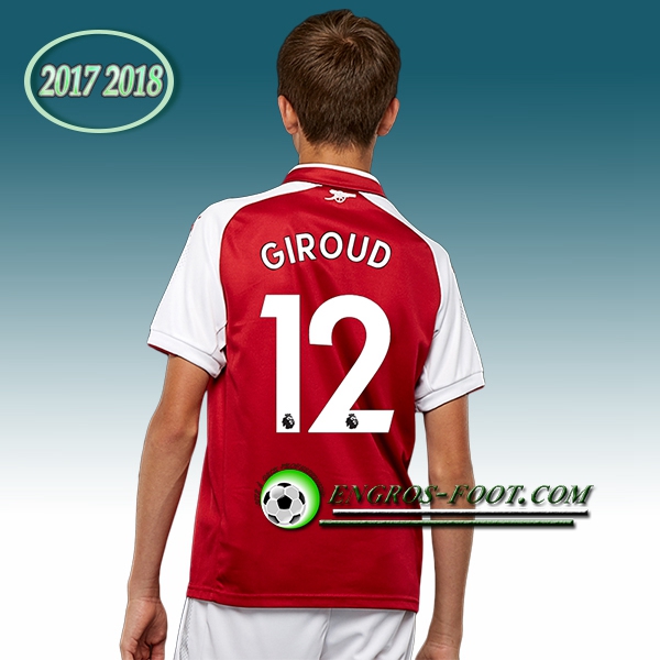 Engros-foot: Ensemble Maillot Foot Arsenal Enfant GIROUD 12 Domicile 2017 2018 Rouge Thailande