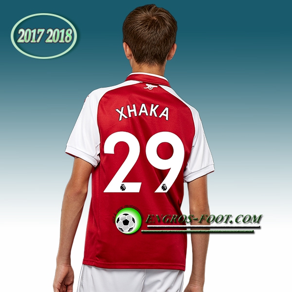 Engros-foot: Ensemble Maillot Foot Arsenal Enfant XHAKA 29 Domicile 2017 2018 Rouge Thailande