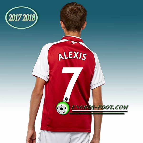 Engros-foot: Ensemble Maillot Foot Arsenal Enfant ALEXIS 7 Domicile 2017 2018 Rouge Thailande