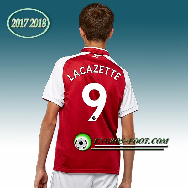 Engros-foot: Ensemble Maillot Foot Arsenal Enfant LACAZETTE 9 Domicile 2017 2018 Rouge Thailande